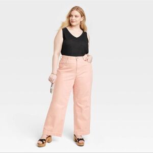Women's Pink Wide-Leg Jeans